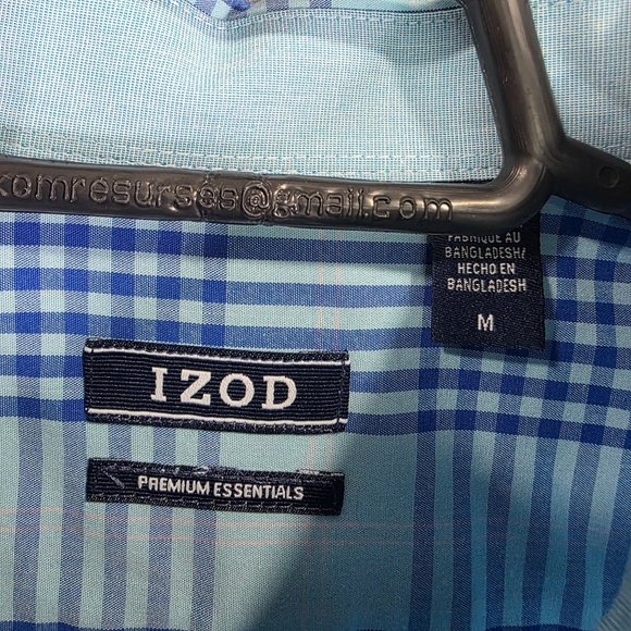 Mens Izod Premium Essentials Blue Plaid Shirt Button Down Long Sleeve Size M - Picture 3 of 8
